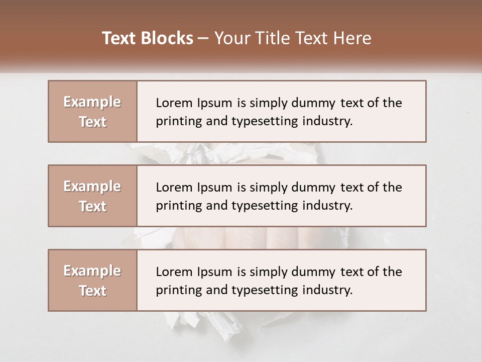 A Fist Punching Through A Piece Of Paper PowerPoint Template