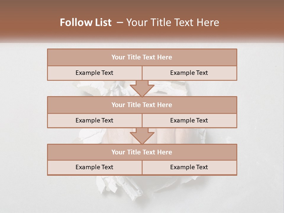 A Fist Punching Through A Piece Of Paper PowerPoint Template