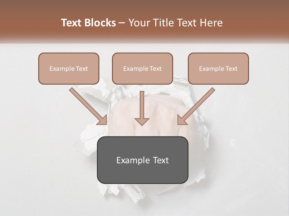 A Fist Punching Through A Piece Of Paper PowerPoint Template