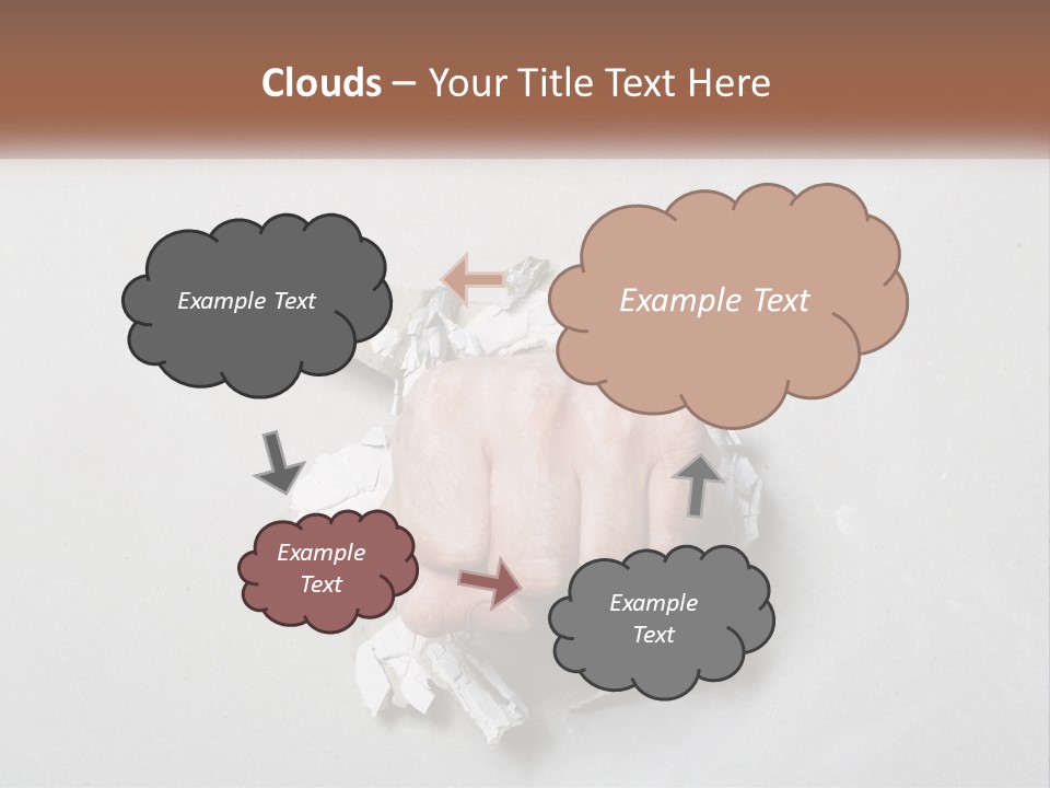 A Fist Punching Through A Piece Of Paper PowerPoint Template