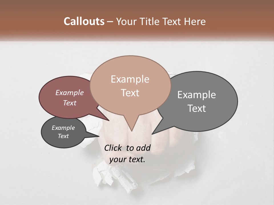 A Fist Punching Through A Piece Of Paper PowerPoint Template