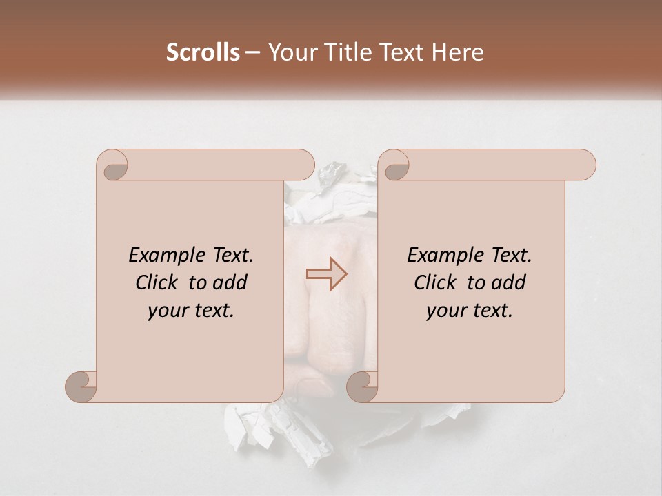 A Fist Punching Through A Piece Of Paper PowerPoint Template