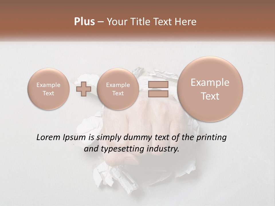 A Fist Punching Through A Piece Of Paper PowerPoint Template