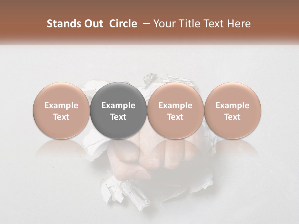 A Fist Punching Through A Piece Of Paper PowerPoint Template