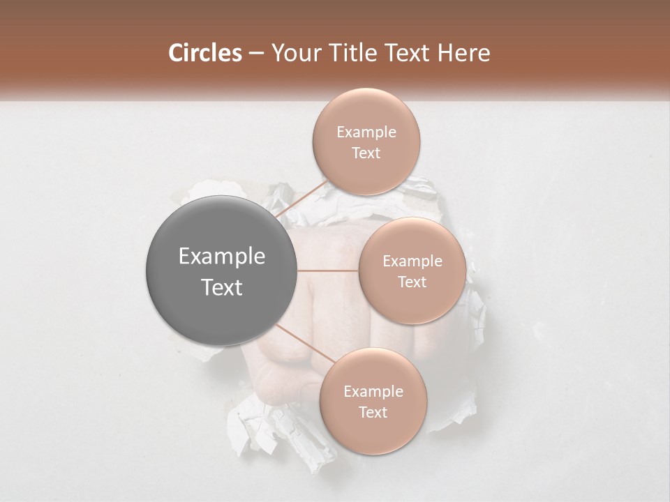 A Fist Punching Through A Piece Of Paper PowerPoint Template