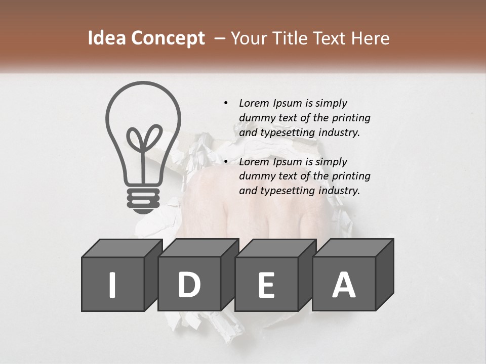 A Fist Punching Through A Piece Of Paper PowerPoint Template