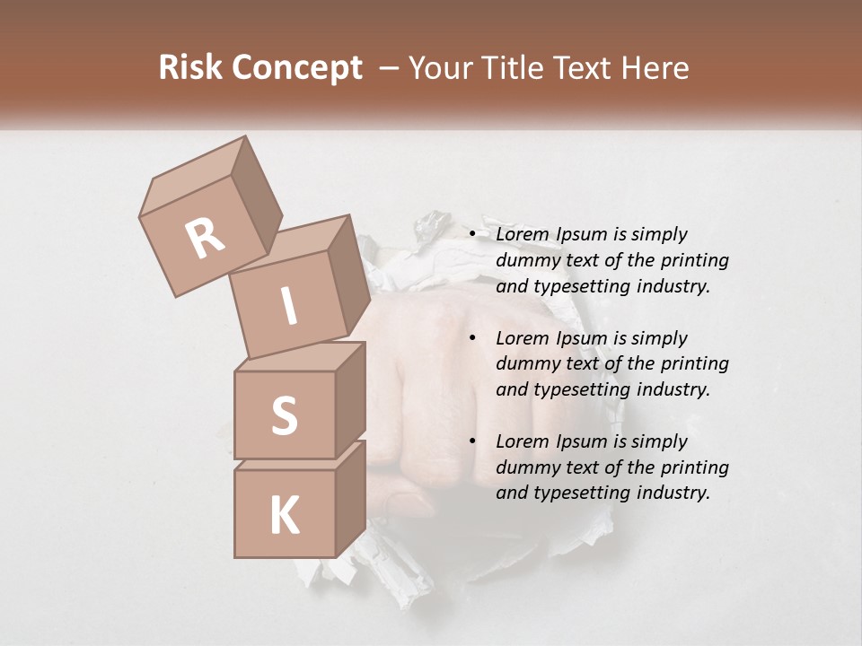 A Fist Punching Through A Piece Of Paper PowerPoint Template