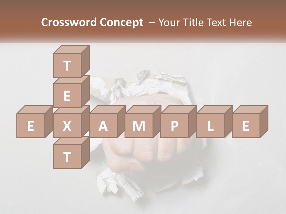 A Fist Punching Through A Piece Of Paper PowerPoint Template