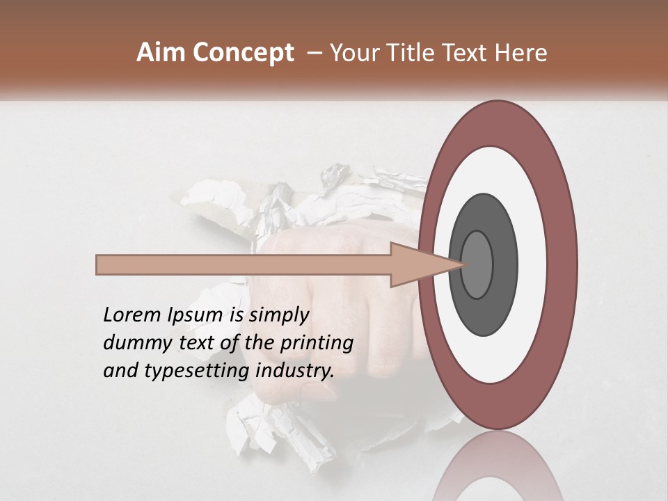 A Fist Punching Through A Piece Of Paper PowerPoint Template