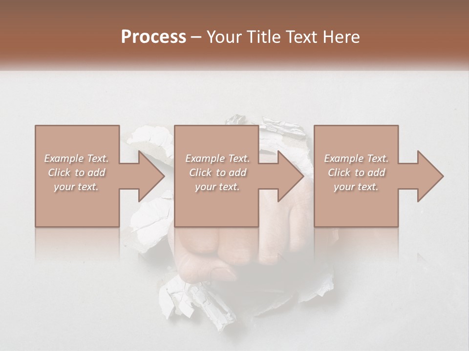 A Fist Punching Through A Piece Of Paper PowerPoint Template
