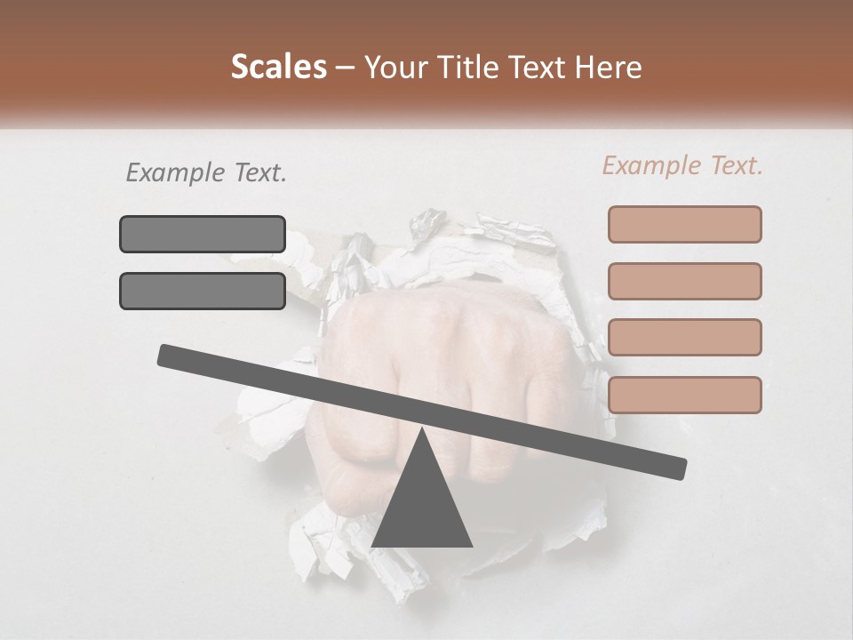 A Fist Punching Through A Piece Of Paper PowerPoint Template
