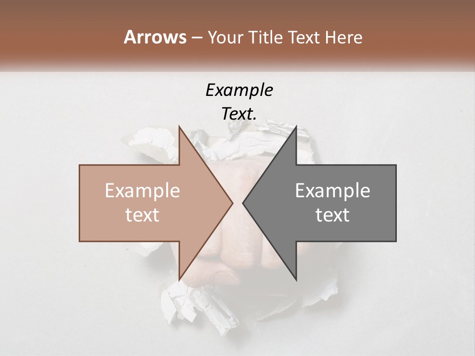 A Fist Punching Through A Piece Of Paper PowerPoint Template