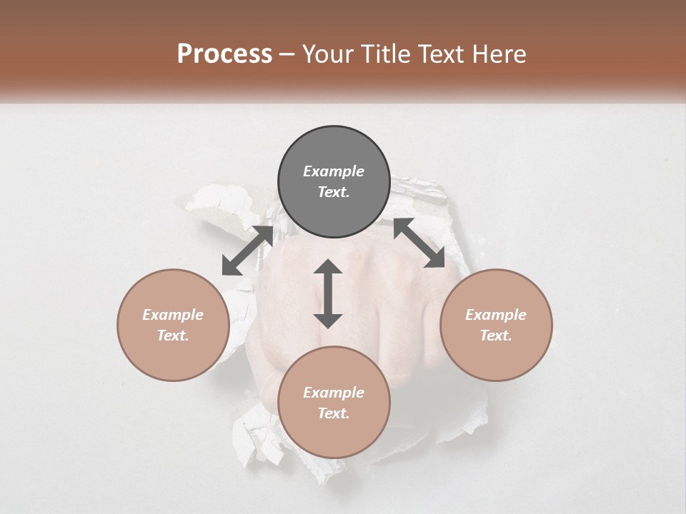 A Fist Punching Through A Piece Of Paper PowerPoint Template
