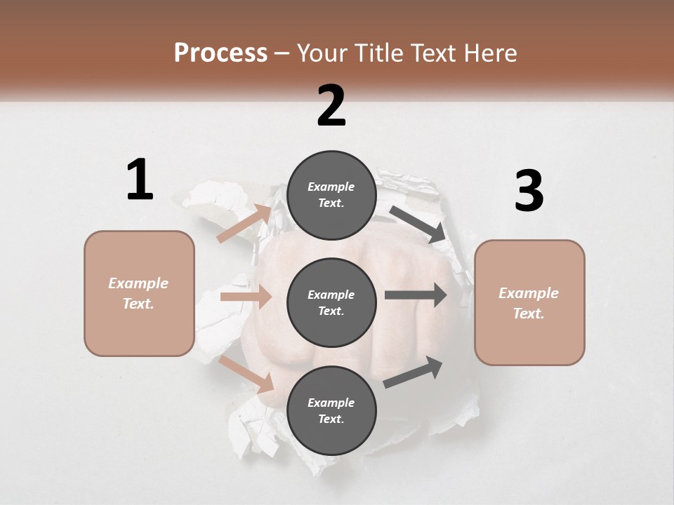 A Fist Punching Through A Piece Of Paper PowerPoint Template