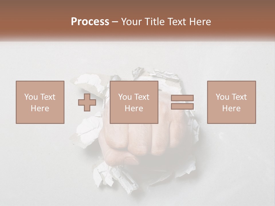 A Fist Punching Through A Piece Of Paper PowerPoint Template
