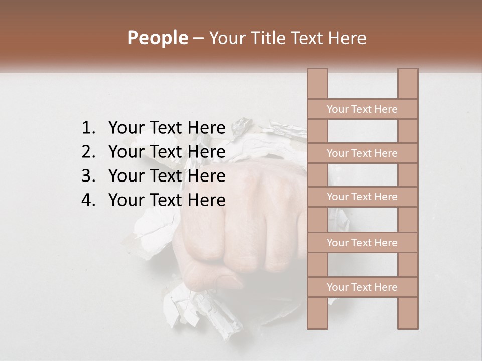 A Fist Punching Through A Piece Of Paper PowerPoint Template