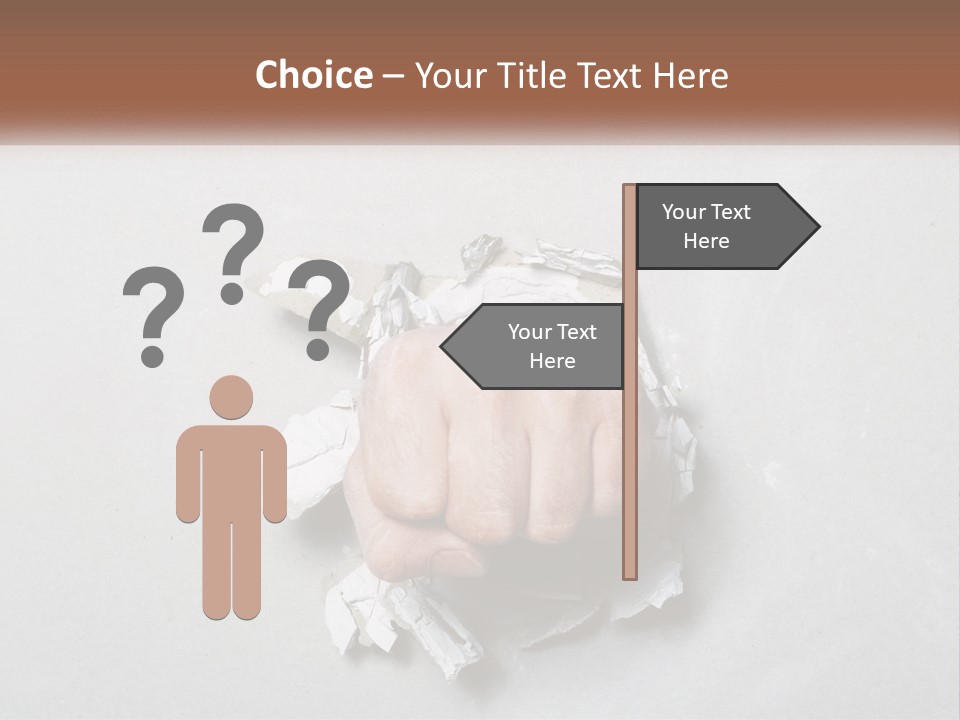 A Fist Punching Through A Piece Of Paper PowerPoint Template