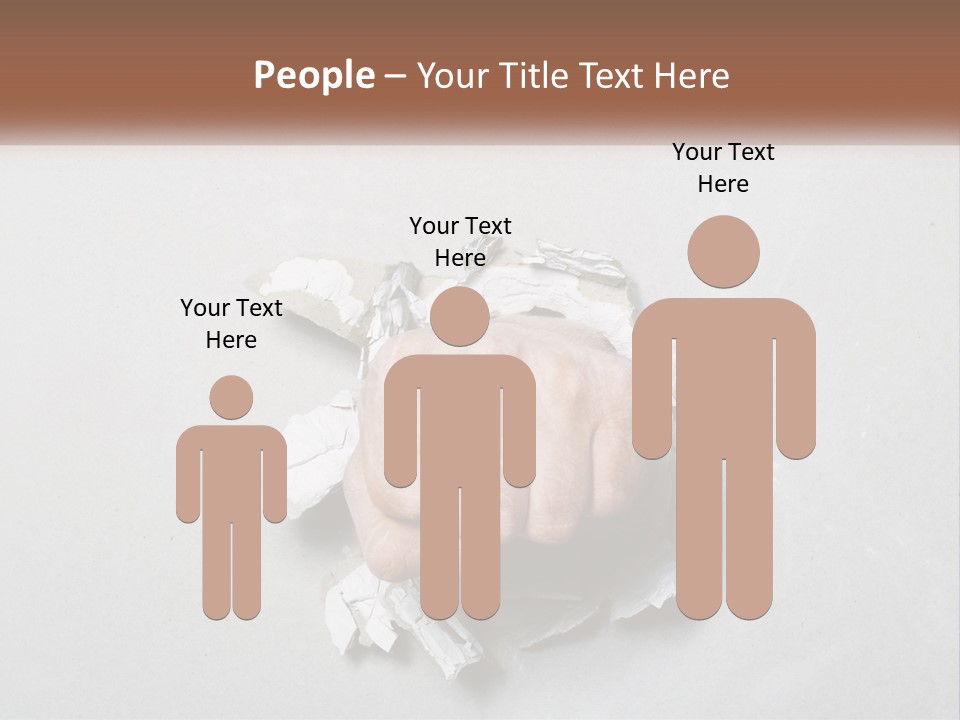 A Fist Punching Through A Piece Of Paper PowerPoint Template