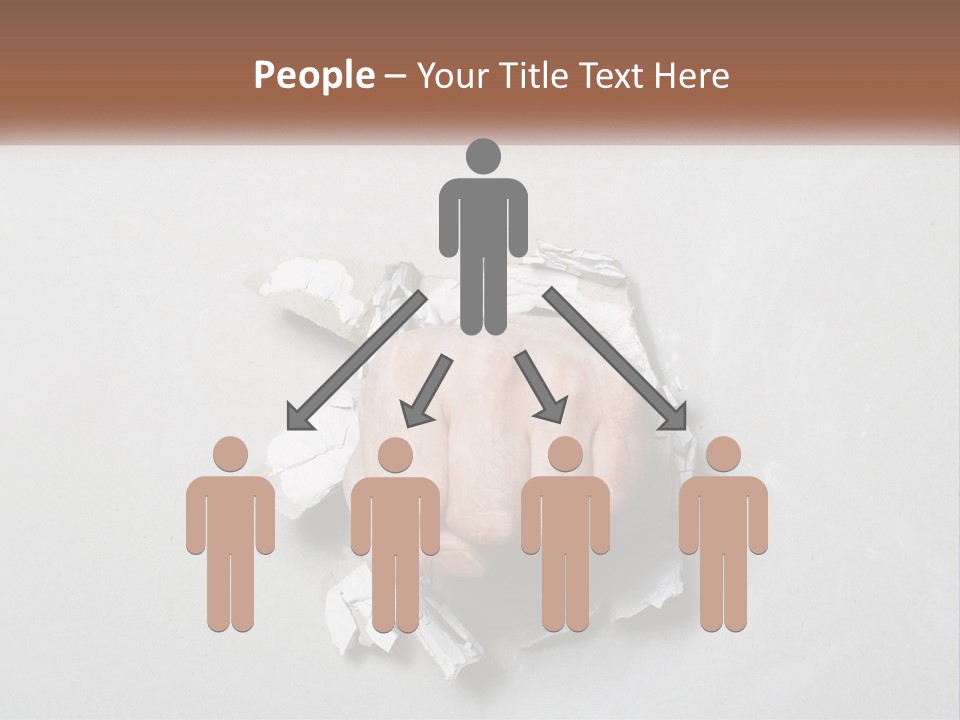 A Fist Punching Through A Piece Of Paper PowerPoint Template