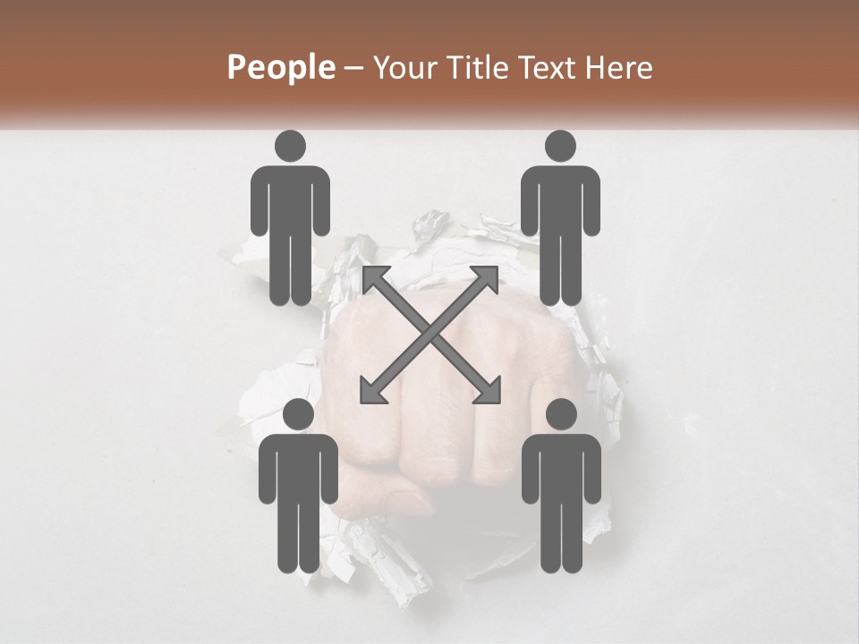 A Fist Punching Through A Piece Of Paper PowerPoint Template