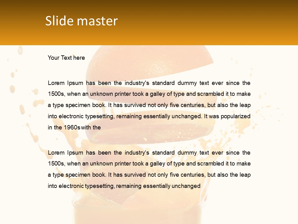 An Orange Is Falling Into A Glass Of Orange Juice PowerPoint Template