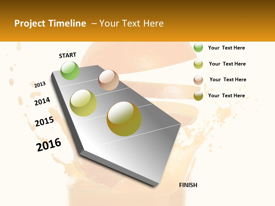An Orange Is Falling Into A Glass Of Orange Juice PowerPoint Template