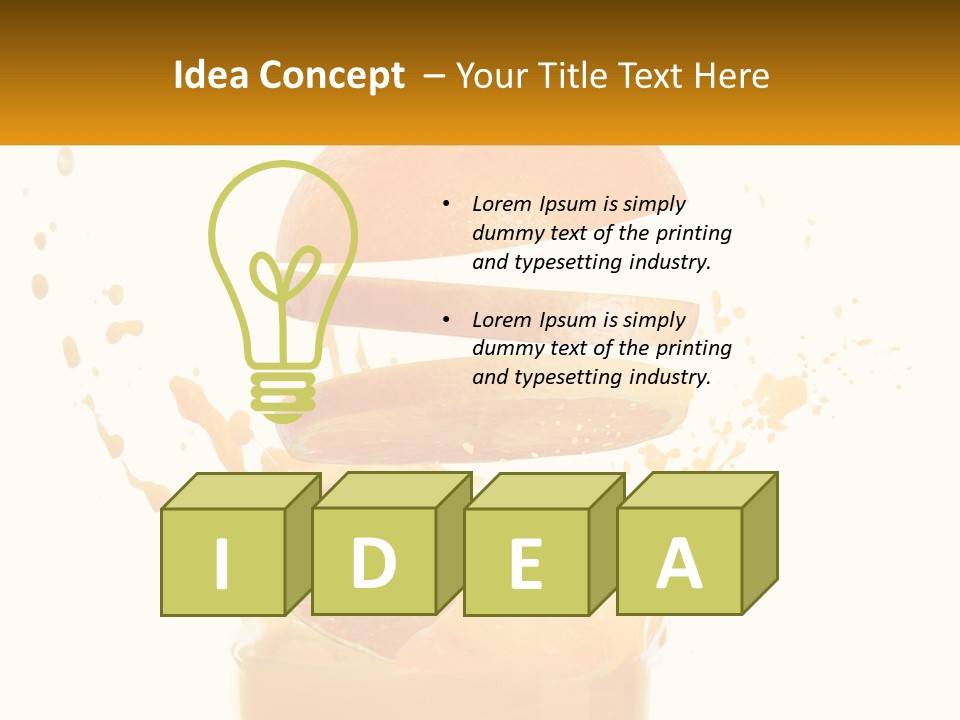 An Orange Is Falling Into A Glass Of Orange Juice PowerPoint Template