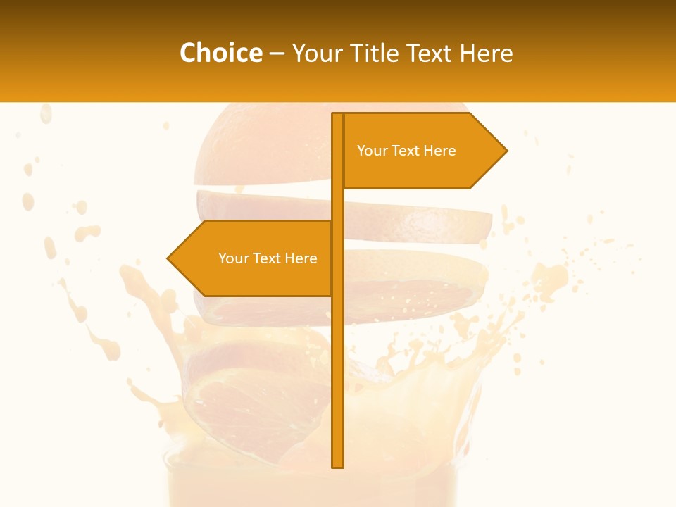 An Orange Is Falling Into A Glass Of Orange Juice PowerPoint Template