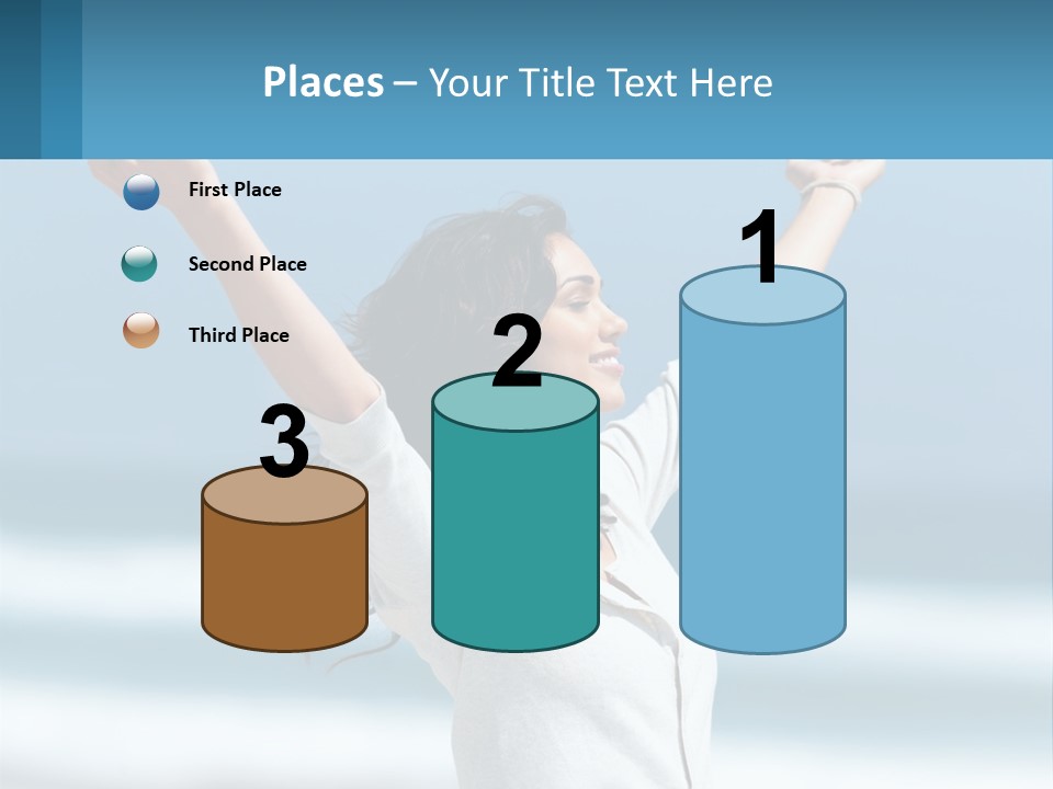 A Woman With Her Arms Up In The Air PowerPoint Template