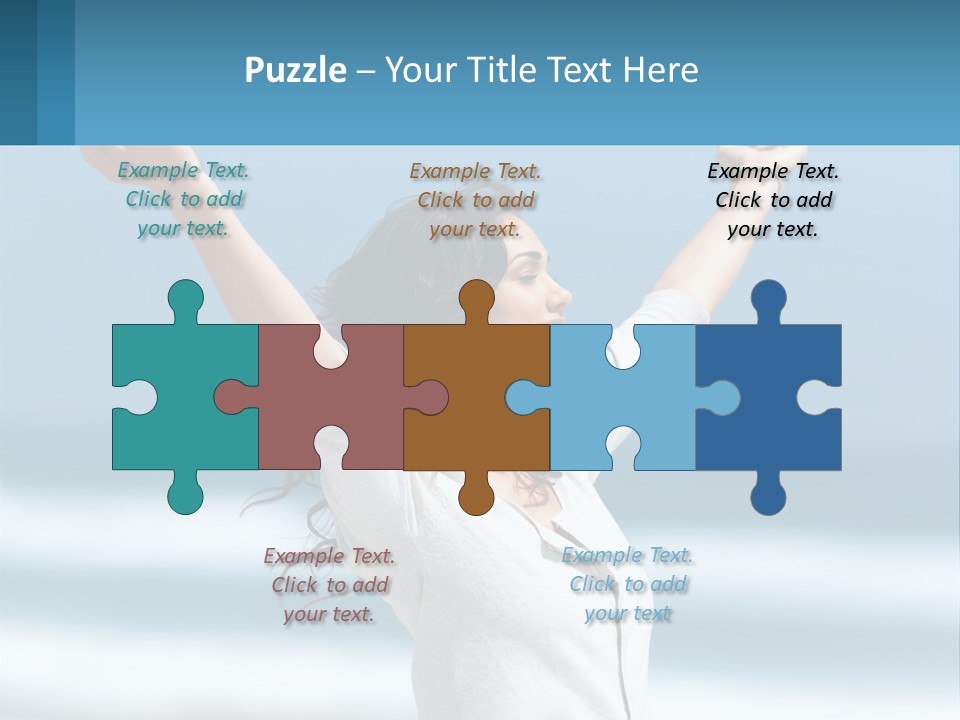 A Woman With Her Arms Up In The Air PowerPoint Template