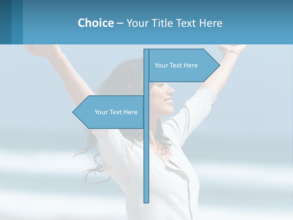 A Woman With Her Arms Up In The Air PowerPoint Template