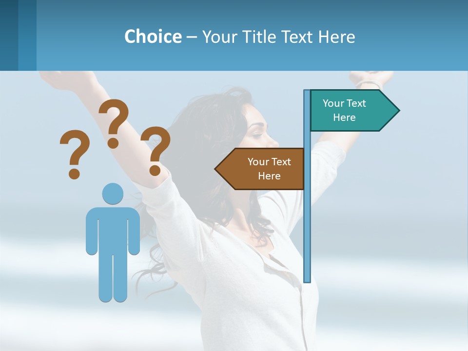 A Woman With Her Arms Up In The Air PowerPoint Template