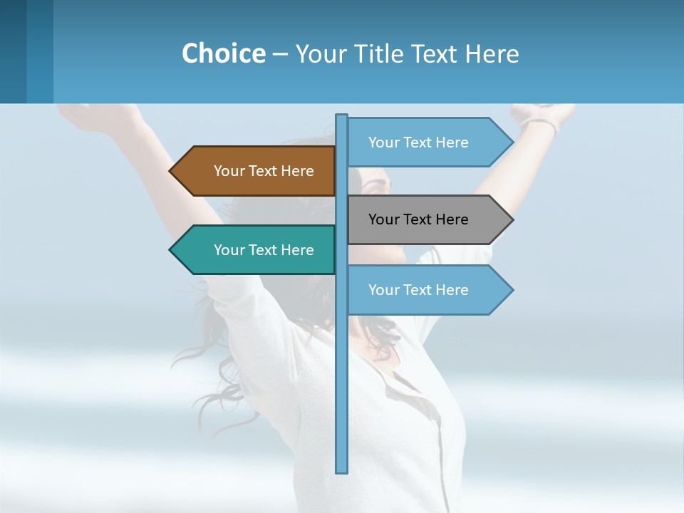 A Woman With Her Arms Up In The Air PowerPoint Template