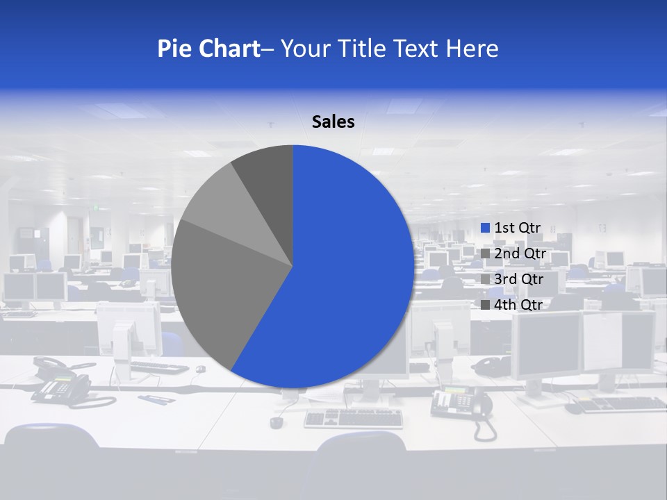 A Room Full Of Computer Monitors And Keyboards PowerPoint Template