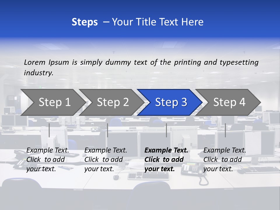 A Room Full Of Computer Monitors And Keyboards PowerPoint Template