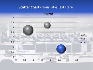 A Room Full Of Computer Monitors And Keyboards PowerPoint Template