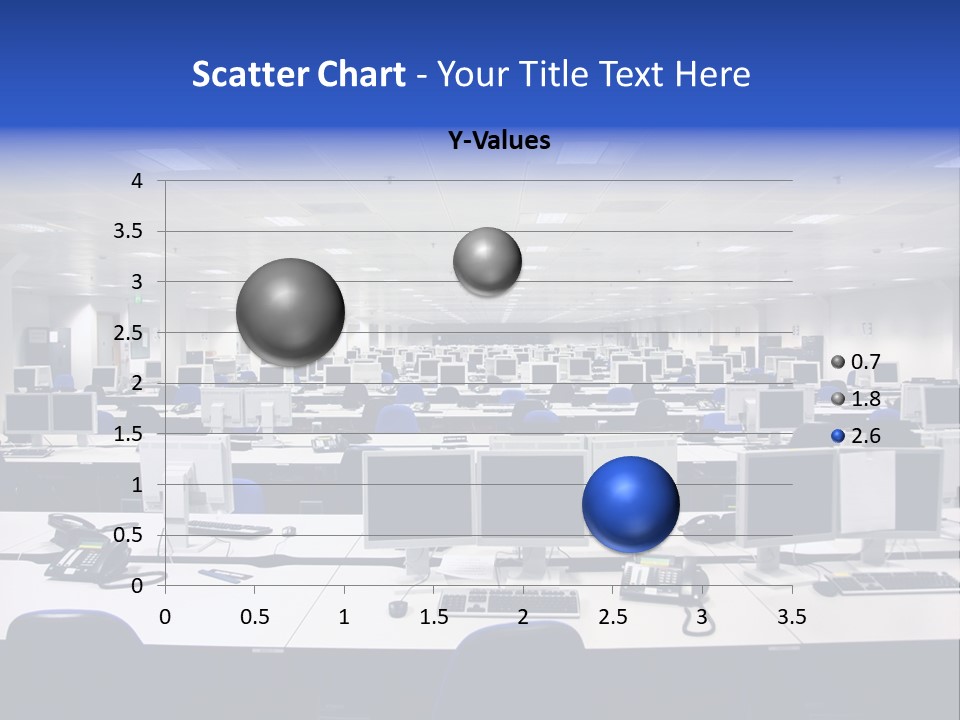 A Room Full Of Computer Monitors And Keyboards PowerPoint Template
