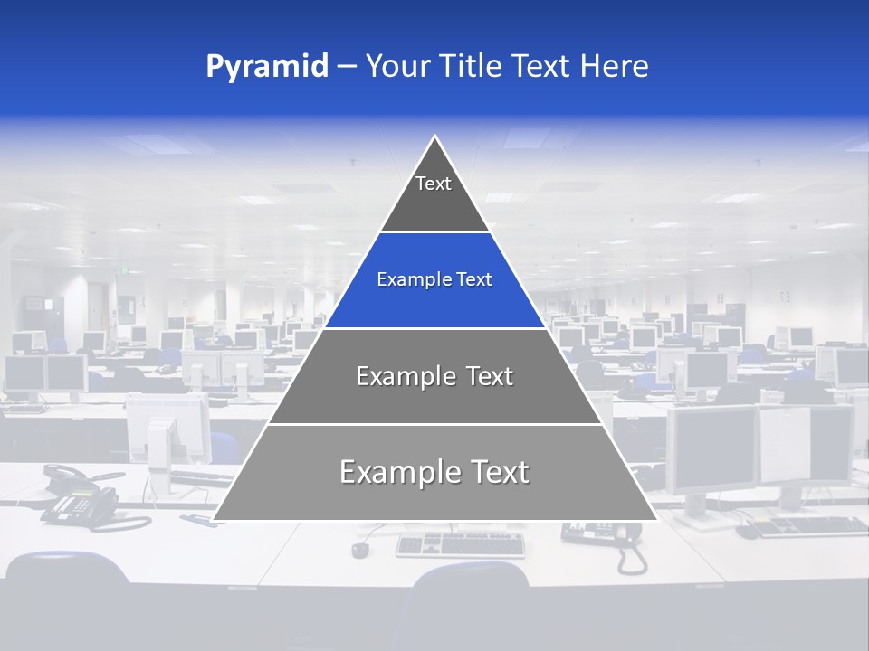 A Room Full Of Computer Monitors And Keyboards PowerPoint Template