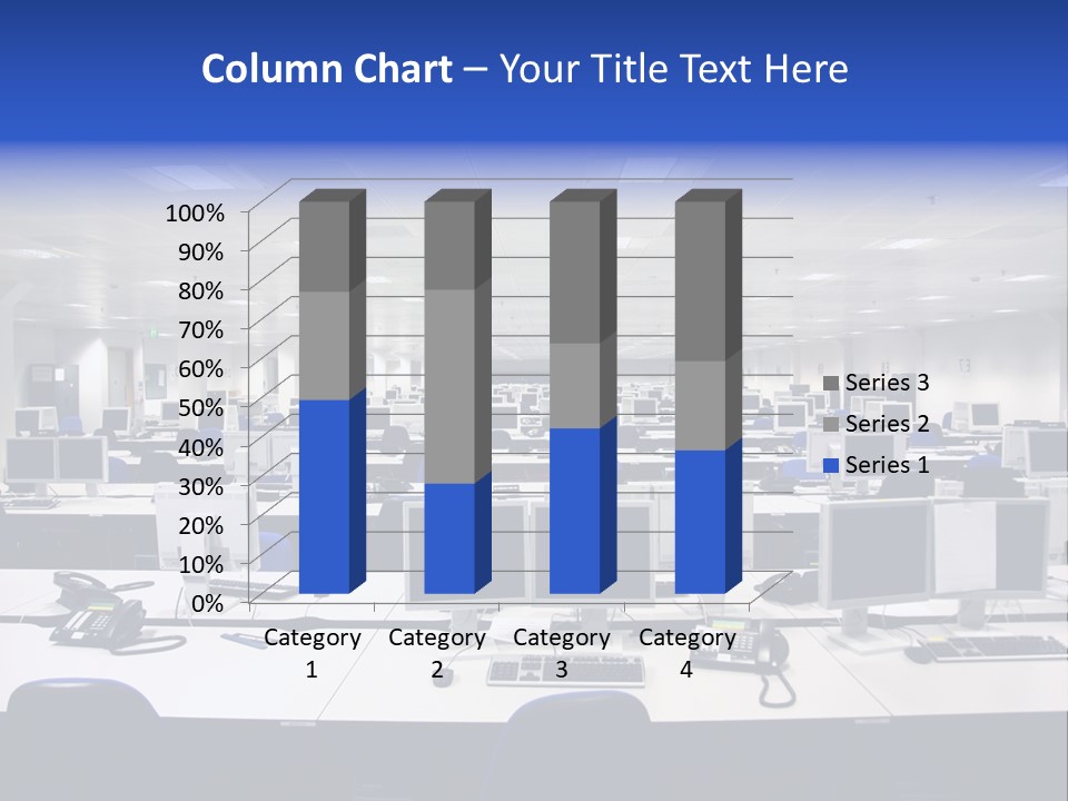 A Room Full Of Computer Monitors And Keyboards PowerPoint Template