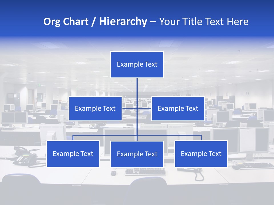 A Room Full Of Computer Monitors And Keyboards PowerPoint Template
