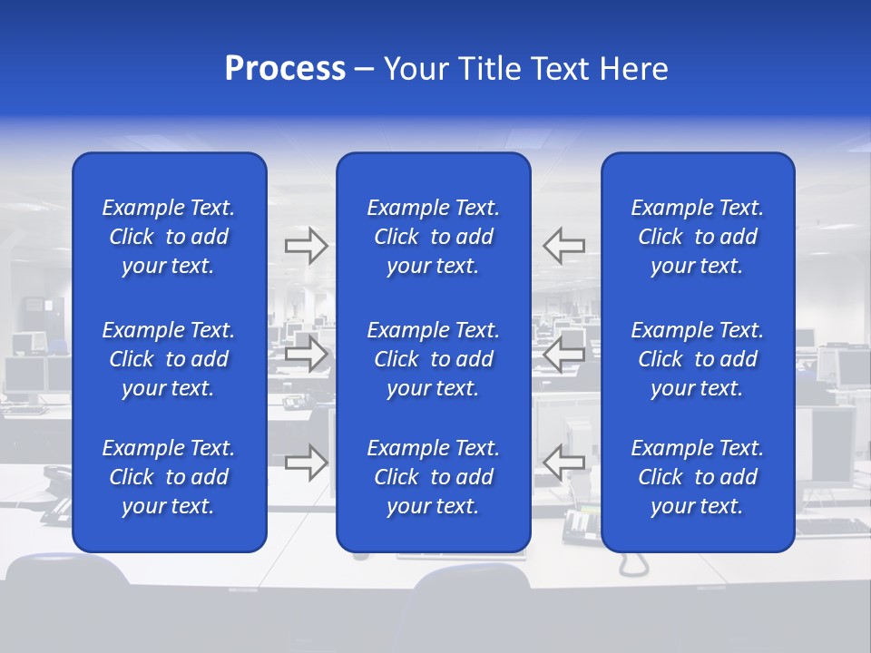 A Room Full Of Computer Monitors And Keyboards PowerPoint Template