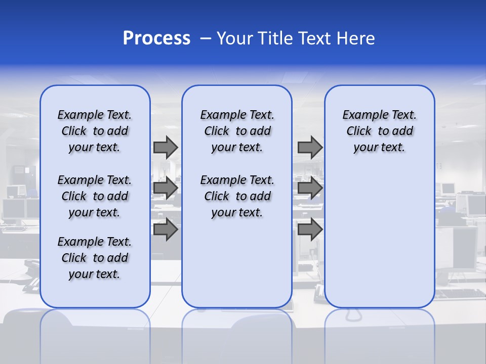 A Room Full Of Computer Monitors And Keyboards PowerPoint Template