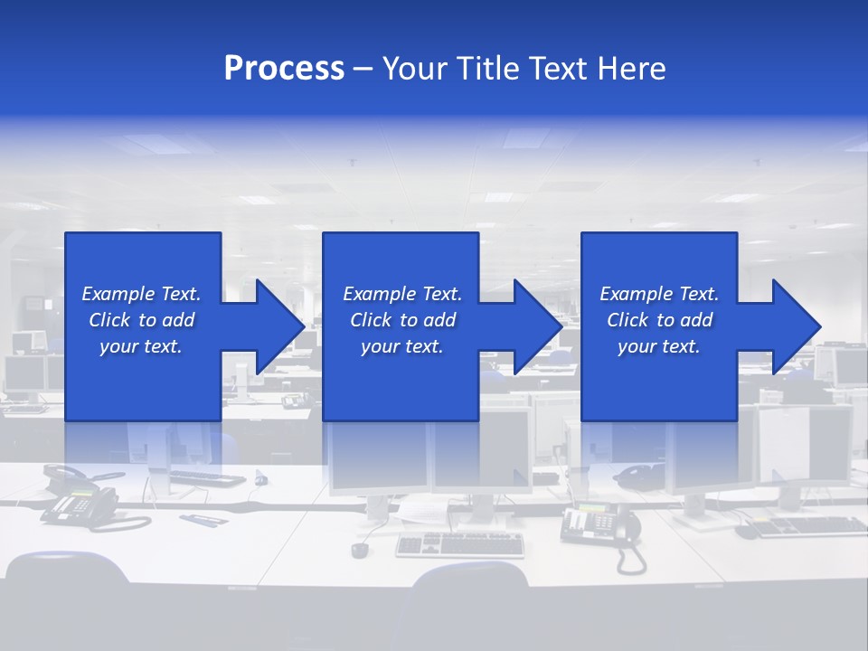 A Room Full Of Computer Monitors And Keyboards PowerPoint Template
