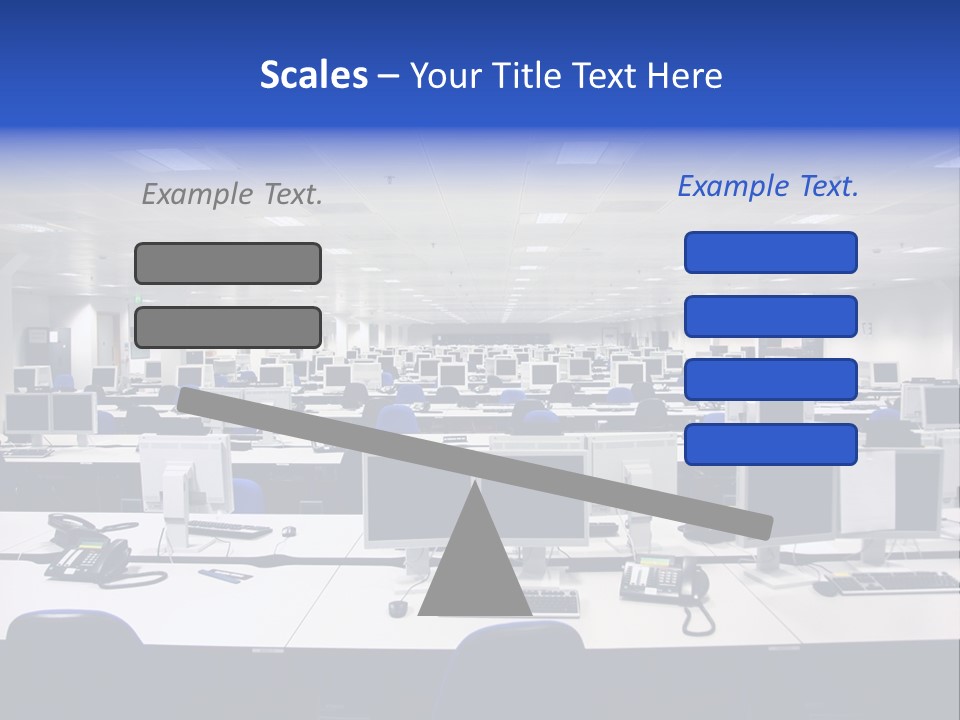 A Room Full Of Computer Monitors And Keyboards PowerPoint Template