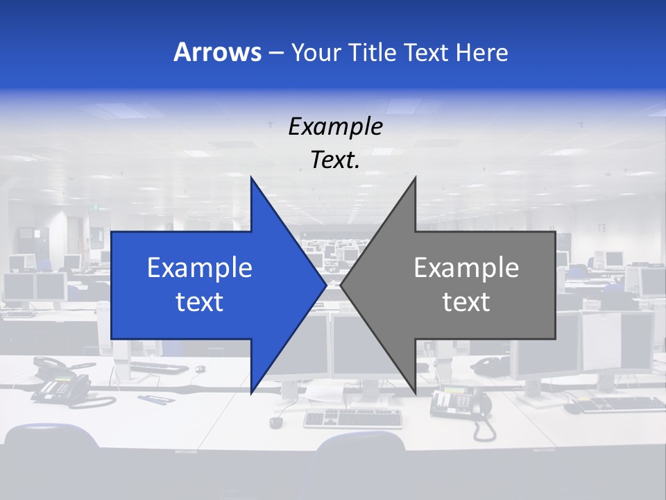 A Room Full Of Computer Monitors And Keyboards PowerPoint Template