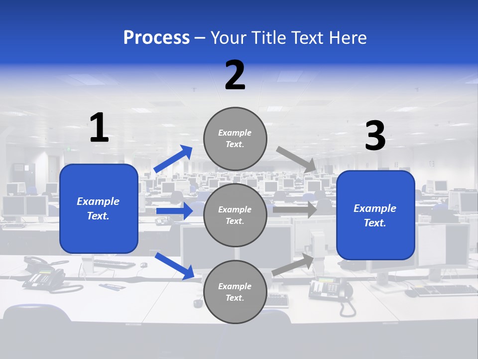 A Room Full Of Computer Monitors And Keyboards PowerPoint Template
