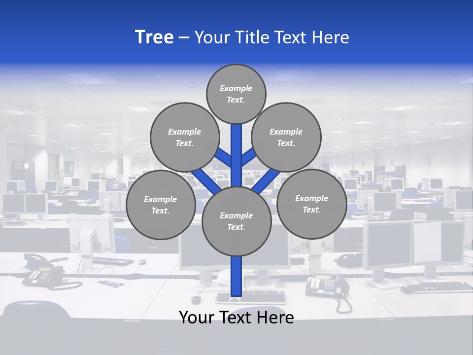 A Room Full Of Computer Monitors And Keyboards PowerPoint Template