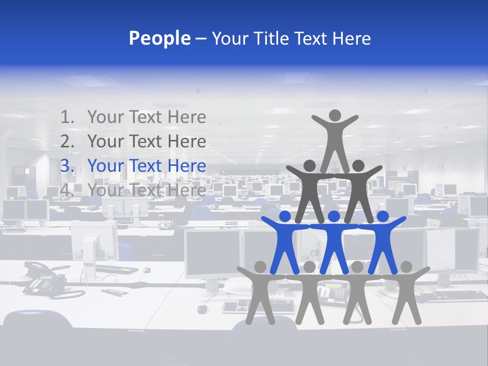 A Room Full Of Computer Monitors And Keyboards PowerPoint Template