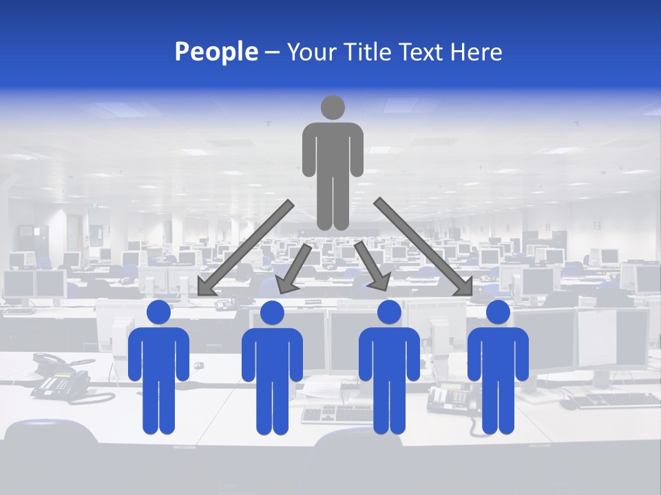 A Room Full Of Computer Monitors And Keyboards PowerPoint Template