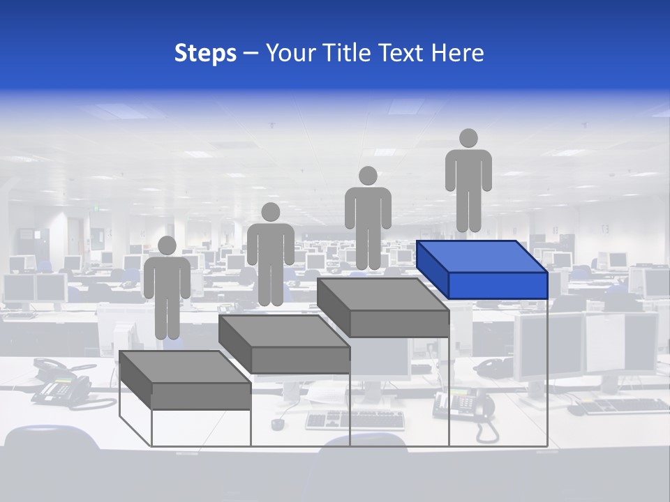 A Room Full Of Computer Monitors And Keyboards PowerPoint Template